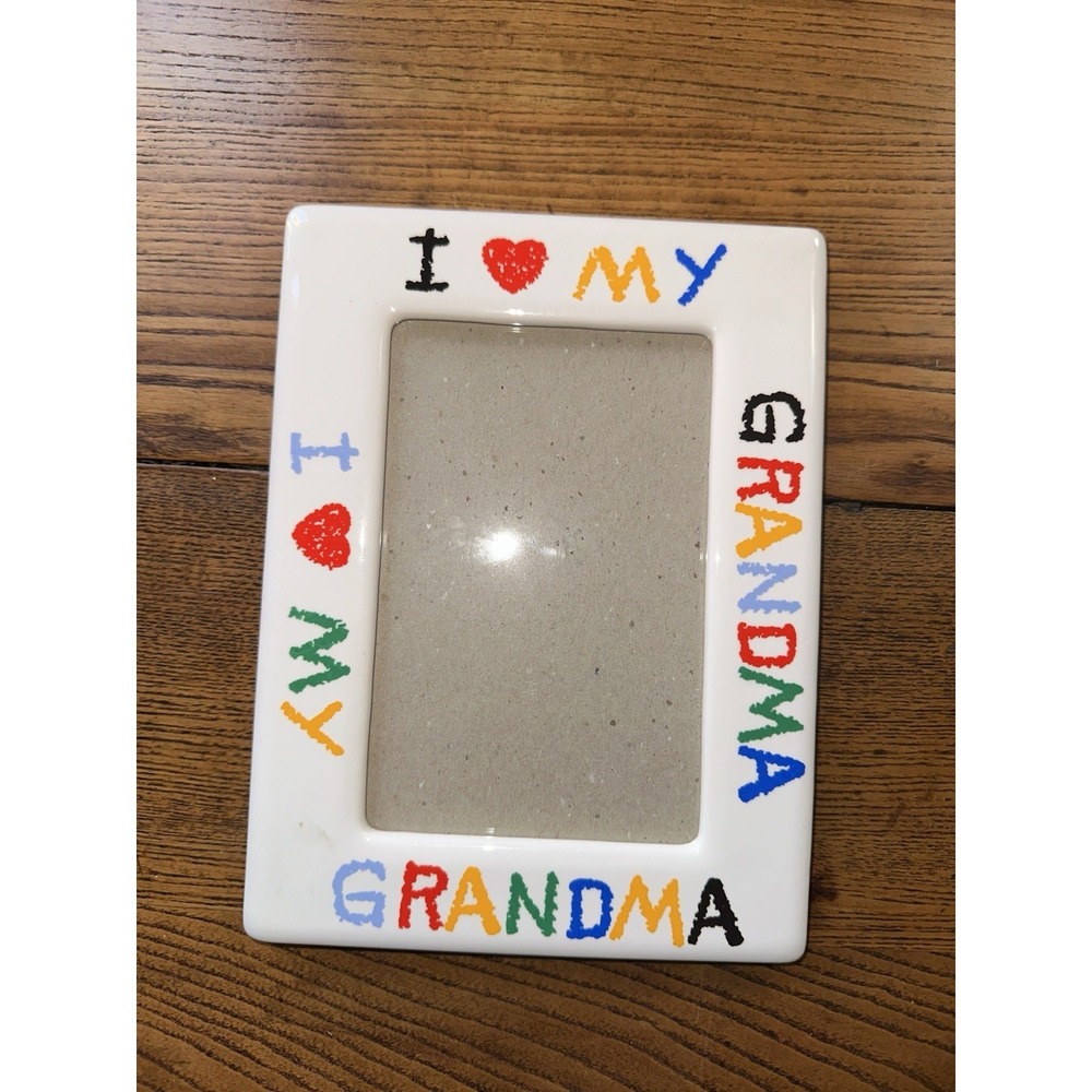 Vtg 90s Ceramic I Love My GRANDMA Colorful Picture Frame Crayon Style, Photo 4x6